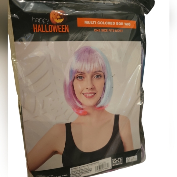 Wig Multi Colored Halloween Hair Bob - Picture 2 of 3